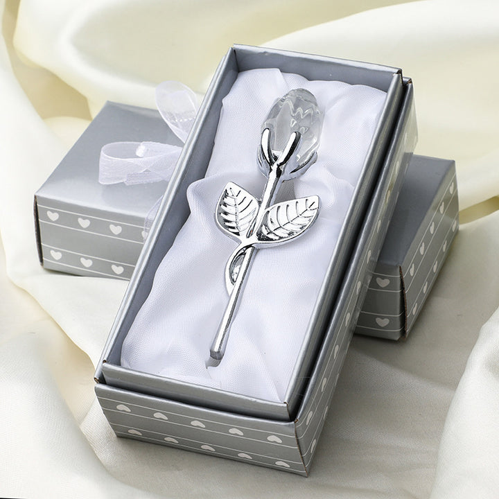 Metal rose crystal decor