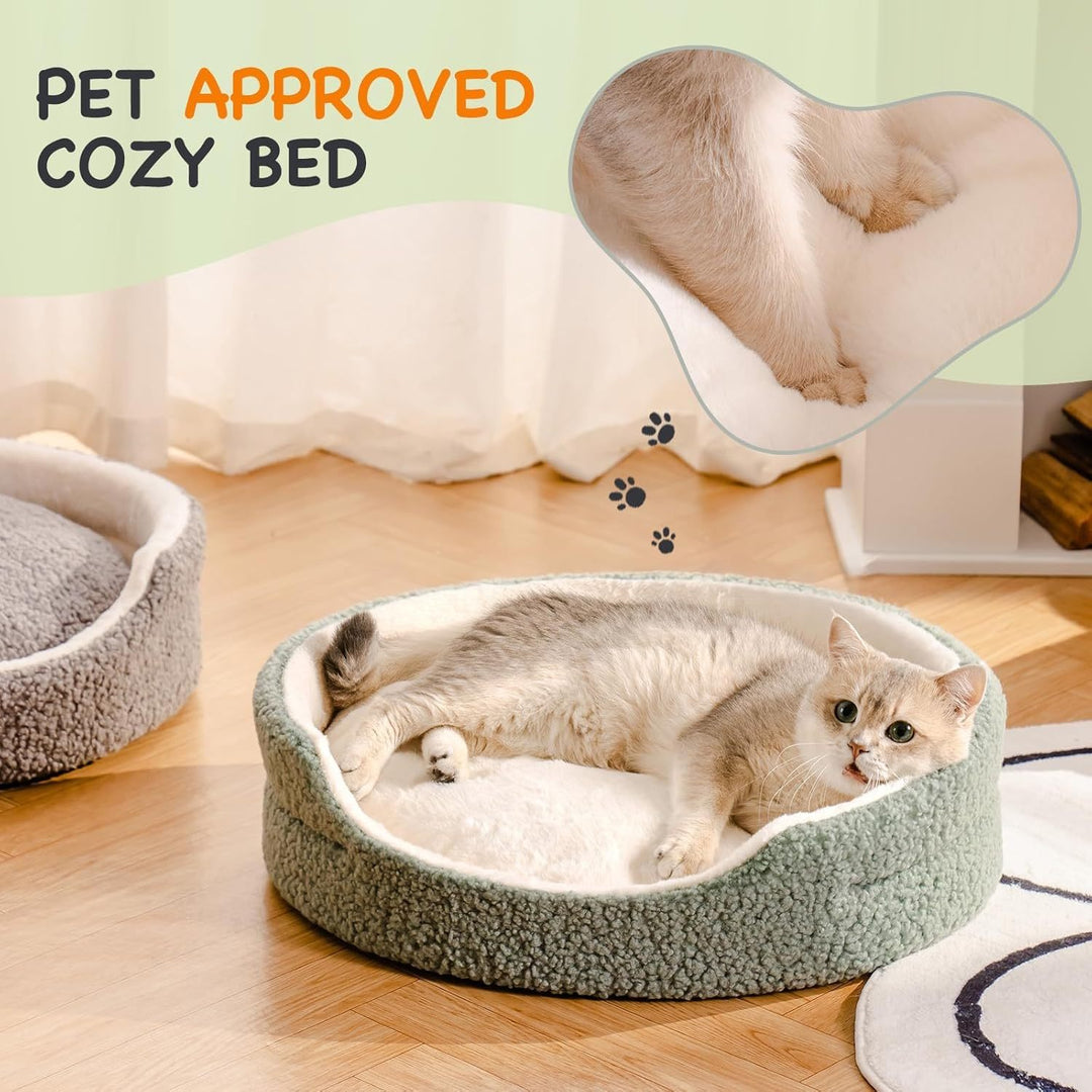 Mewoo plush cat bed round shape