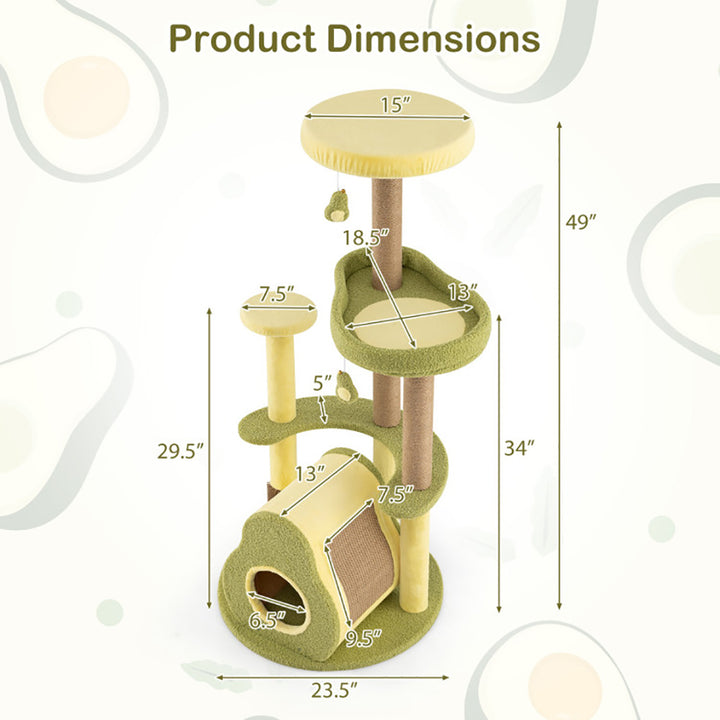 Modern avocado cat tree with multiple levels