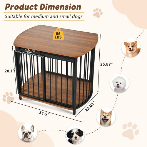 Modern dog crate table with storage top