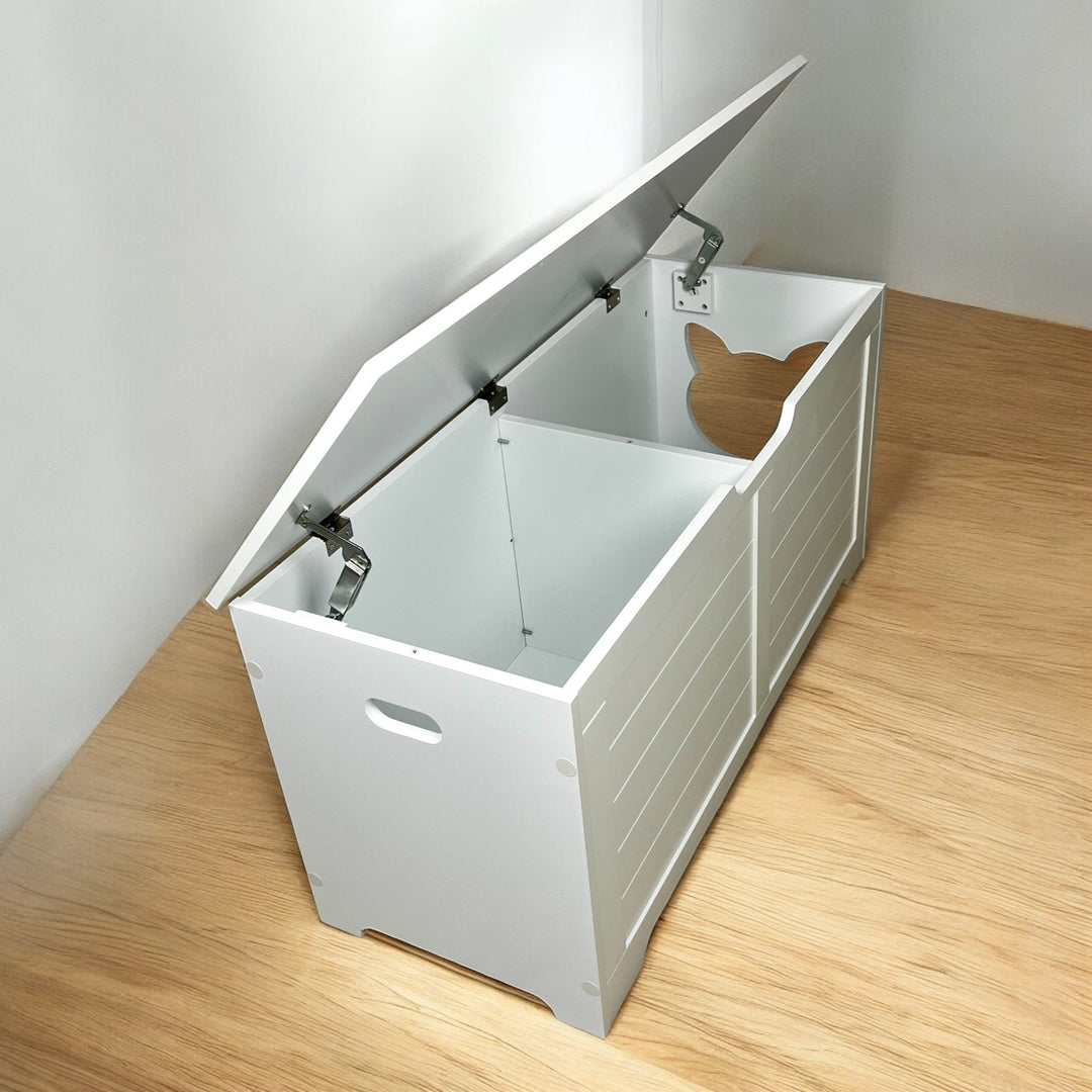 Modern fenced litter box cabinet