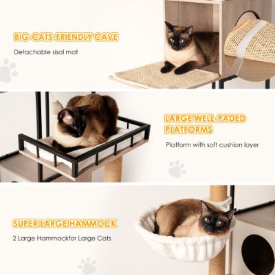 Multi-functional cat condo rustic gray