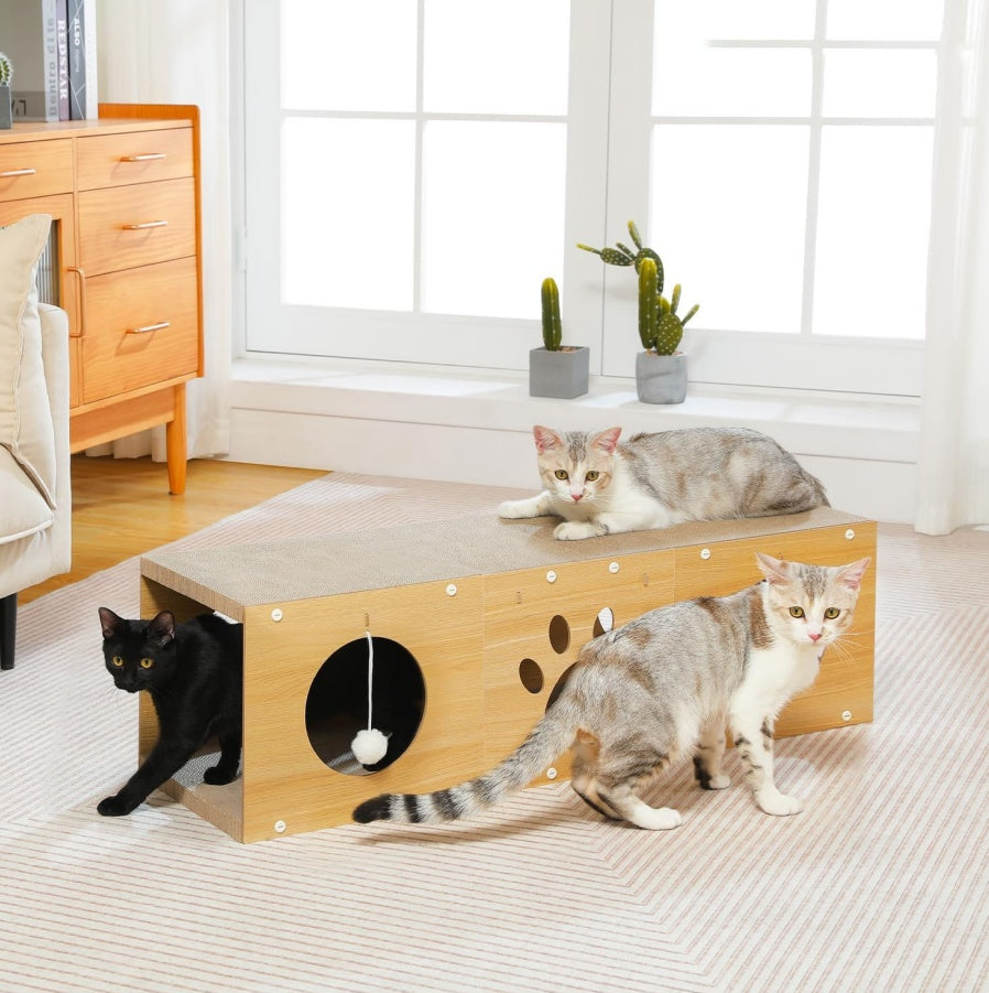 Multi-hole interactive cat tunnel house