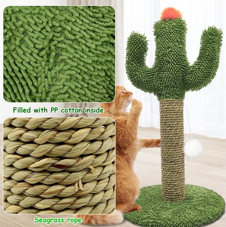 Multi-level cactus cat climbing post