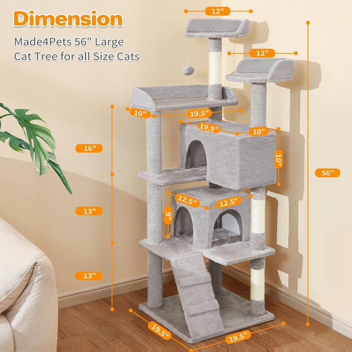Multi-level cat condo with hanging toys