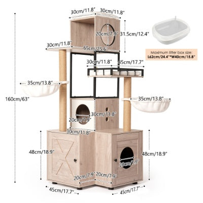 Multi-level cat condo with scratching posts