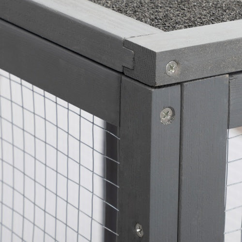 Multi-level wooden cat enclosure