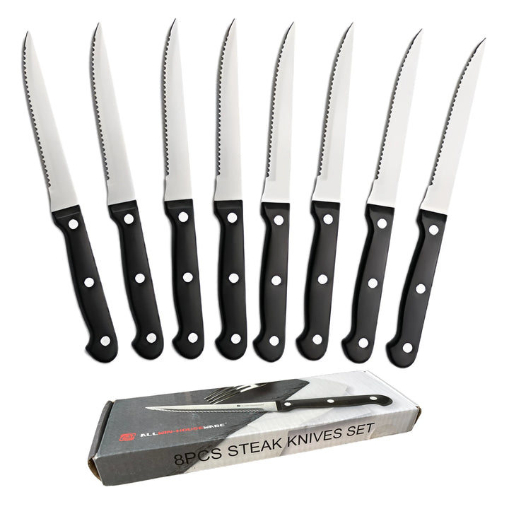 Multi-piece steak knife set for meals