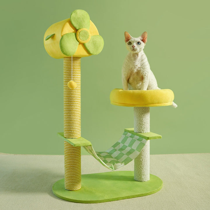 Multi level cat tower with hammocks