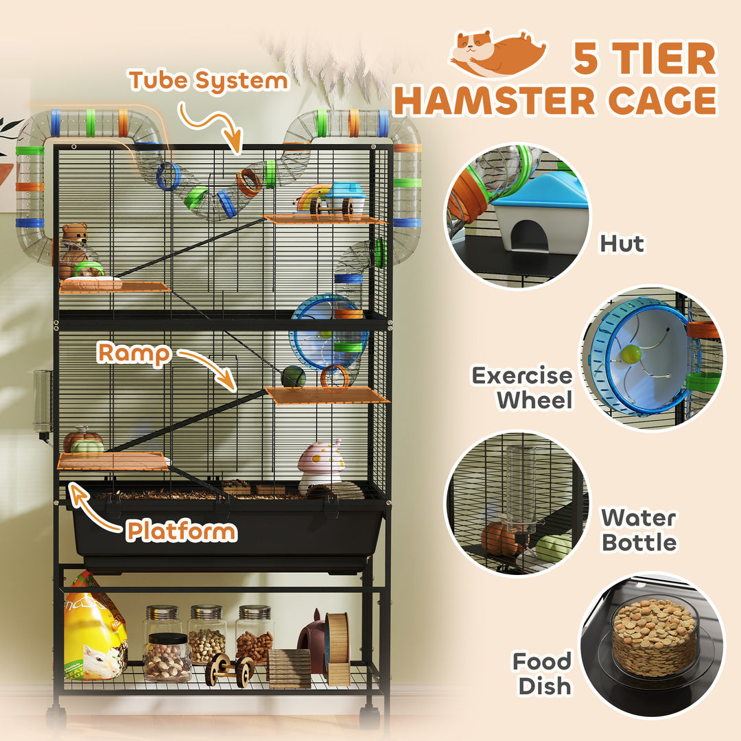 Multi level small pet cage on wheels