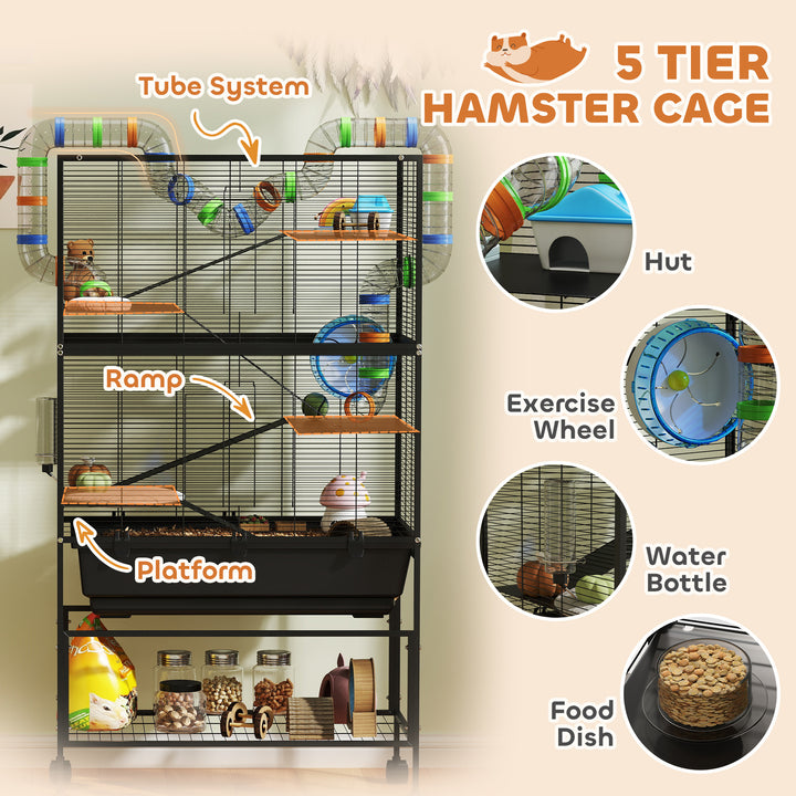 Multi level small pet cage on wheels