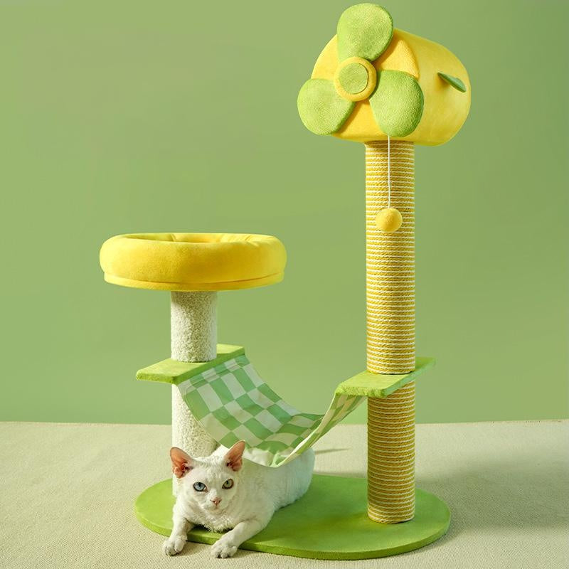 Multi tier cat tower for indoor cats