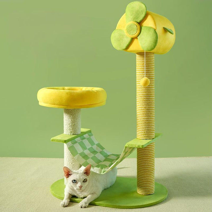 Multi tier cat tower for indoor cats