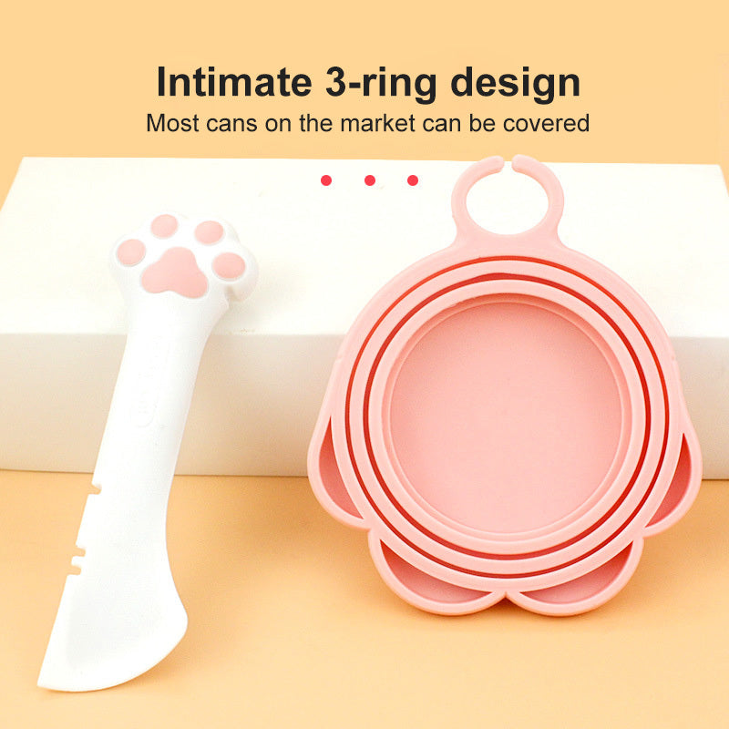 Multifunction spoon for pet food cans