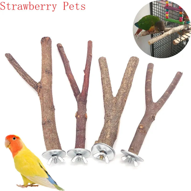 Natural Wood Parrot Perch Stand