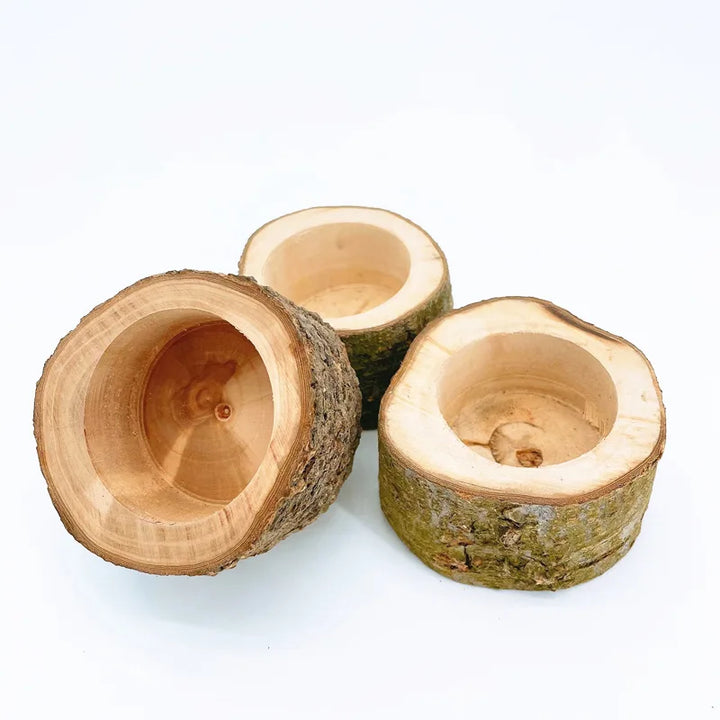 Natural wood bowl for pets