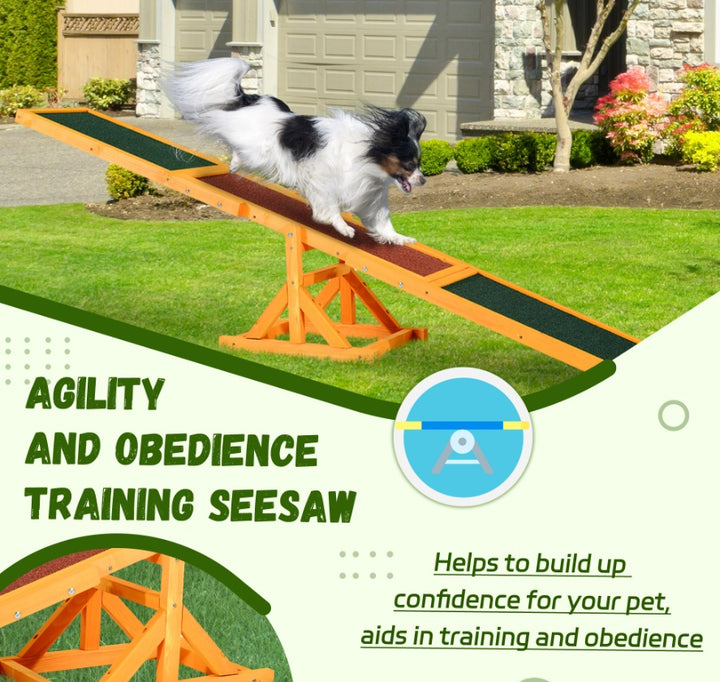 Natural wood dog agility training seesaw