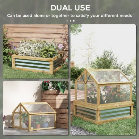 Natural wood garden greenhouse box