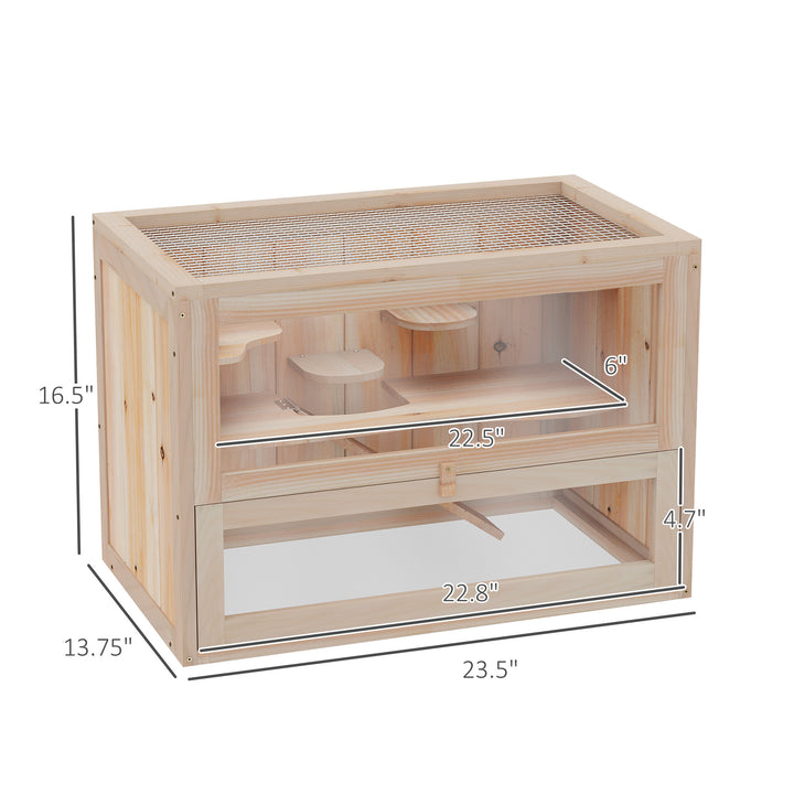 Natural wood hamster cage enclosure