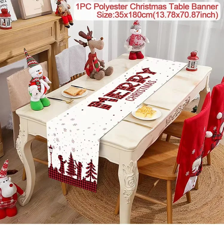 Navidad table runner with Merry Christmas print