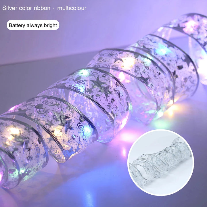 New Year ribbon fairy lights for home decor