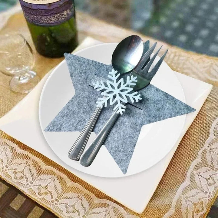 New Year table setting with cutlery covers