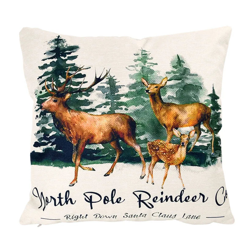 North pole Reindeer Design Pillow cover