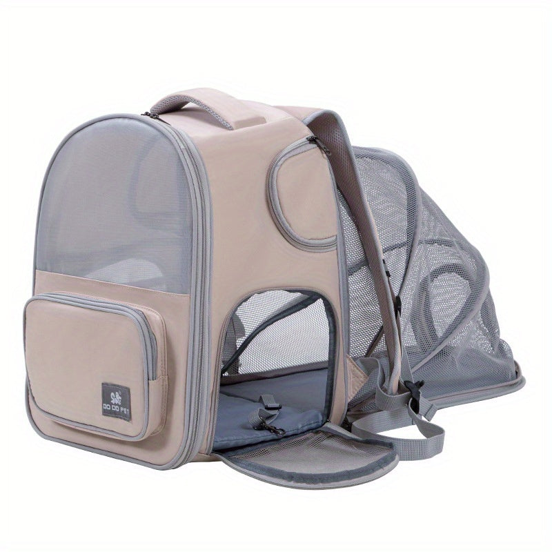 Nylon pet carrier backpack expandable