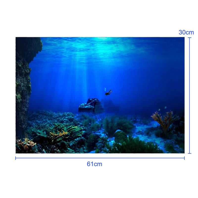 Ocean plant-themed aquarium background sticker.