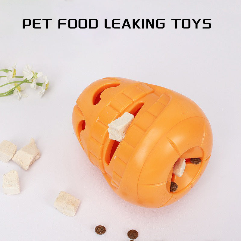 Orange pet food leaking toy