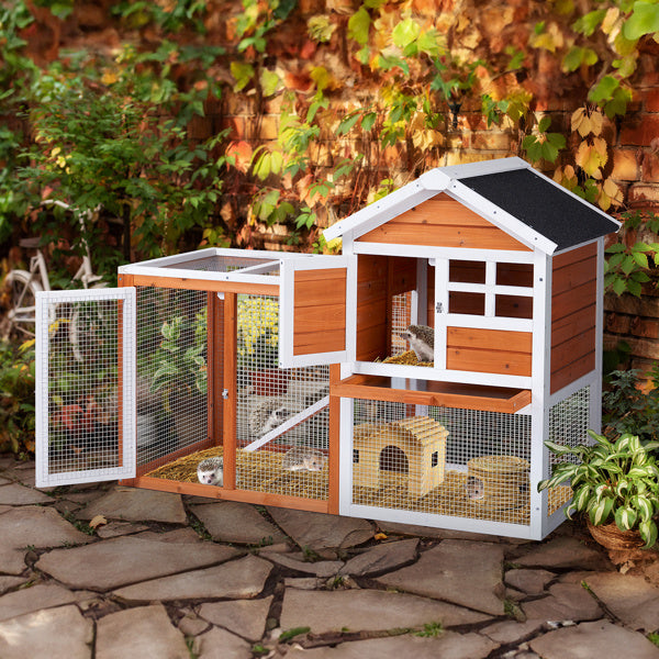 Orange red wooden pet enclosure