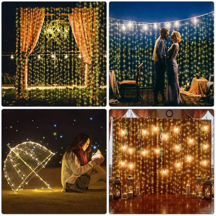 Ornaments with LED curtain garlands