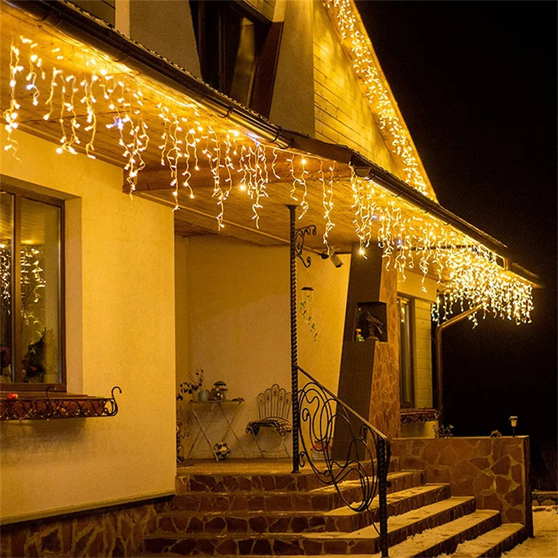 Outdoor Christmas lights with waterfall design