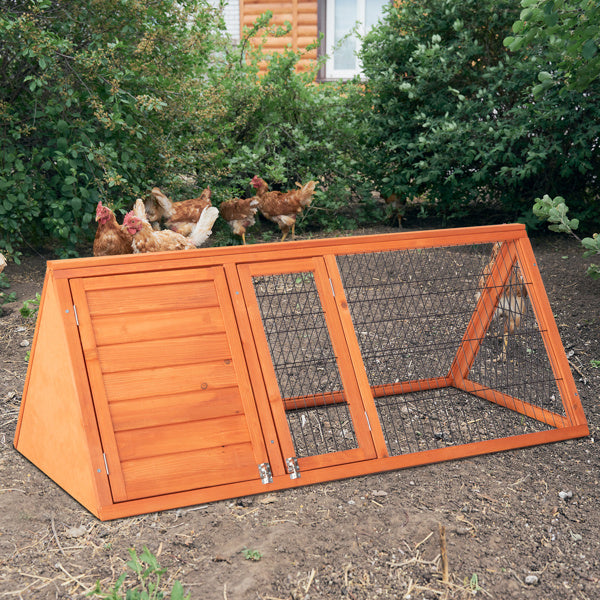 Outdoor chicken coop with ventilating wire