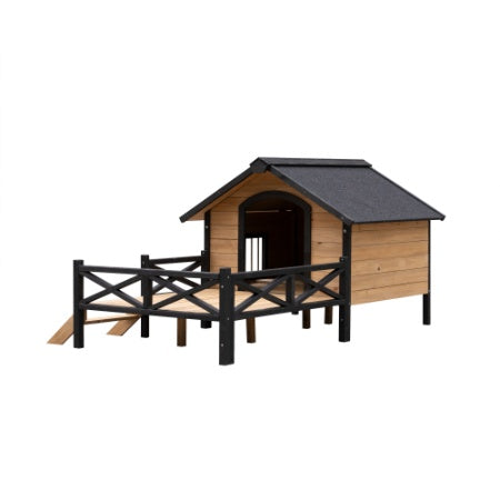 Outdoor dog shelter cabin wood