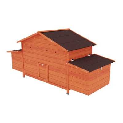 Outdoor hen house with two nesting boxes