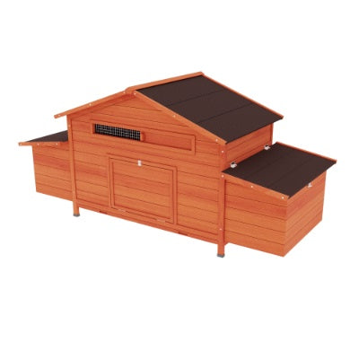 Outdoor poultry coop with sturdy wooden frame