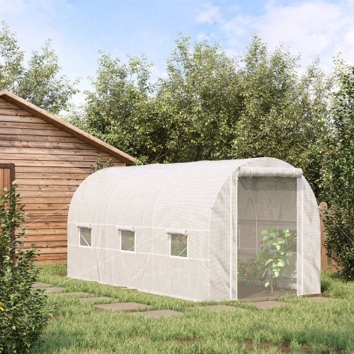 Outsunny Walk-In Tunnel Greenhouse White