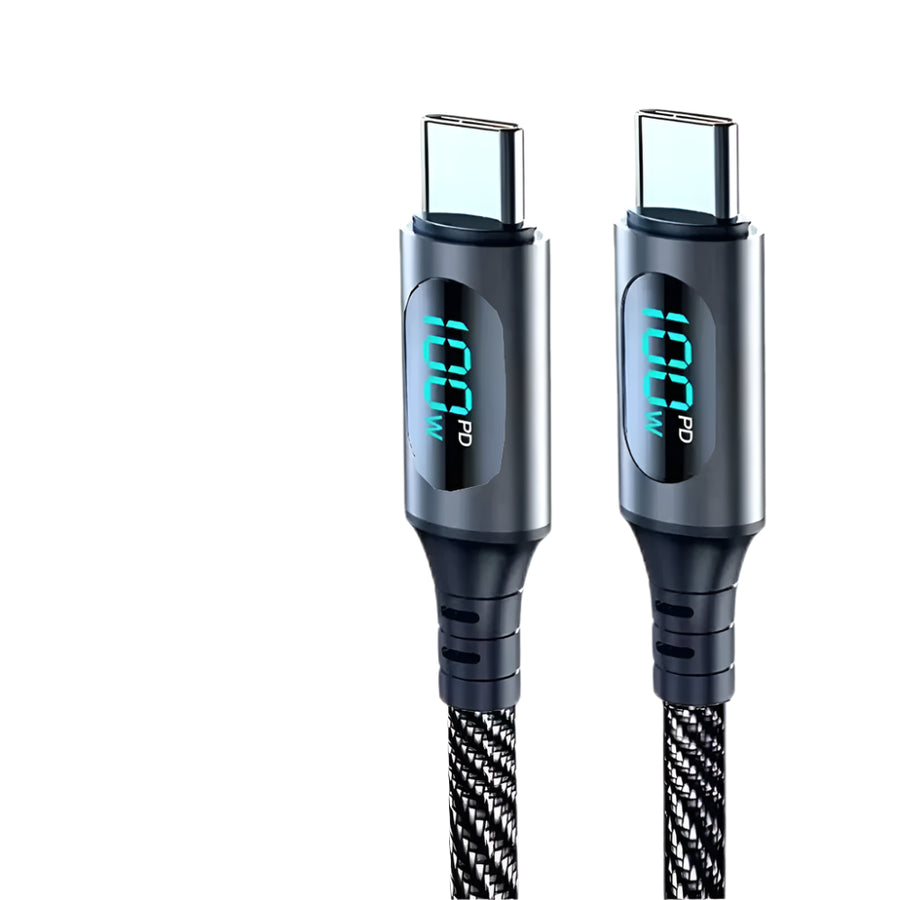 PD 100W USB-A to USB-C Cable with LED Display

