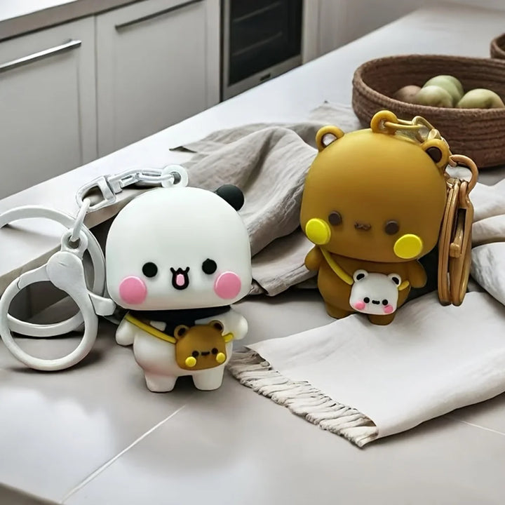 Panda Bubu & Yier couple keychain set