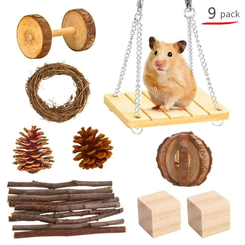 Parrot and Hamster Wooden Chewing Toys