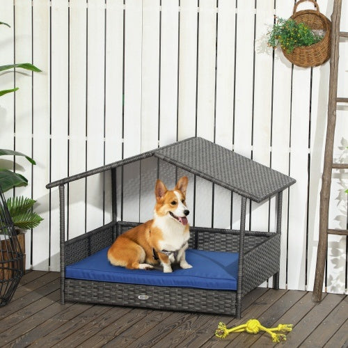 PawHut Wicker Dog House Outdoor