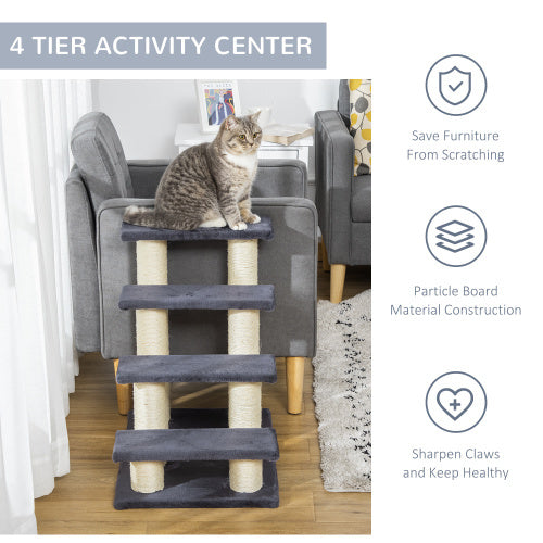 PawHut gray cat step tower