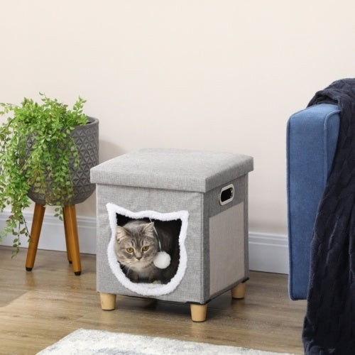 PawHut grey cat house cave