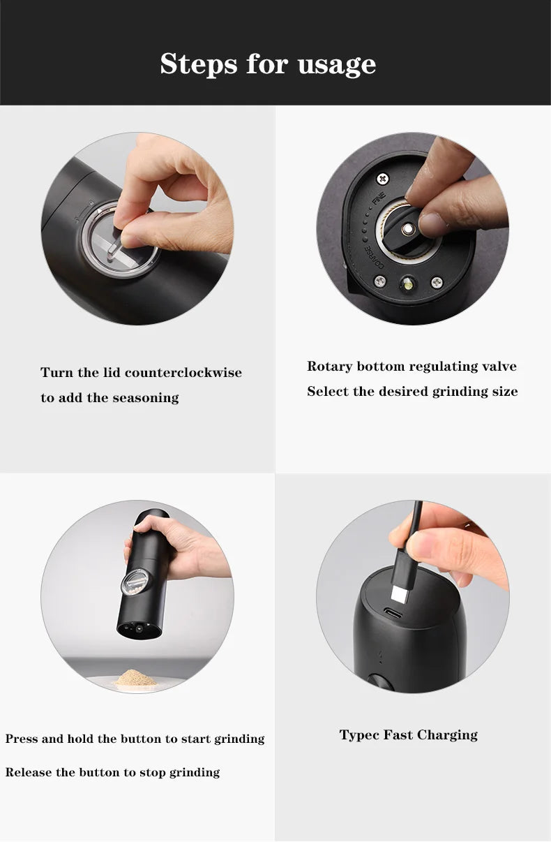 Pepper Mill with Adjustable Coarseness