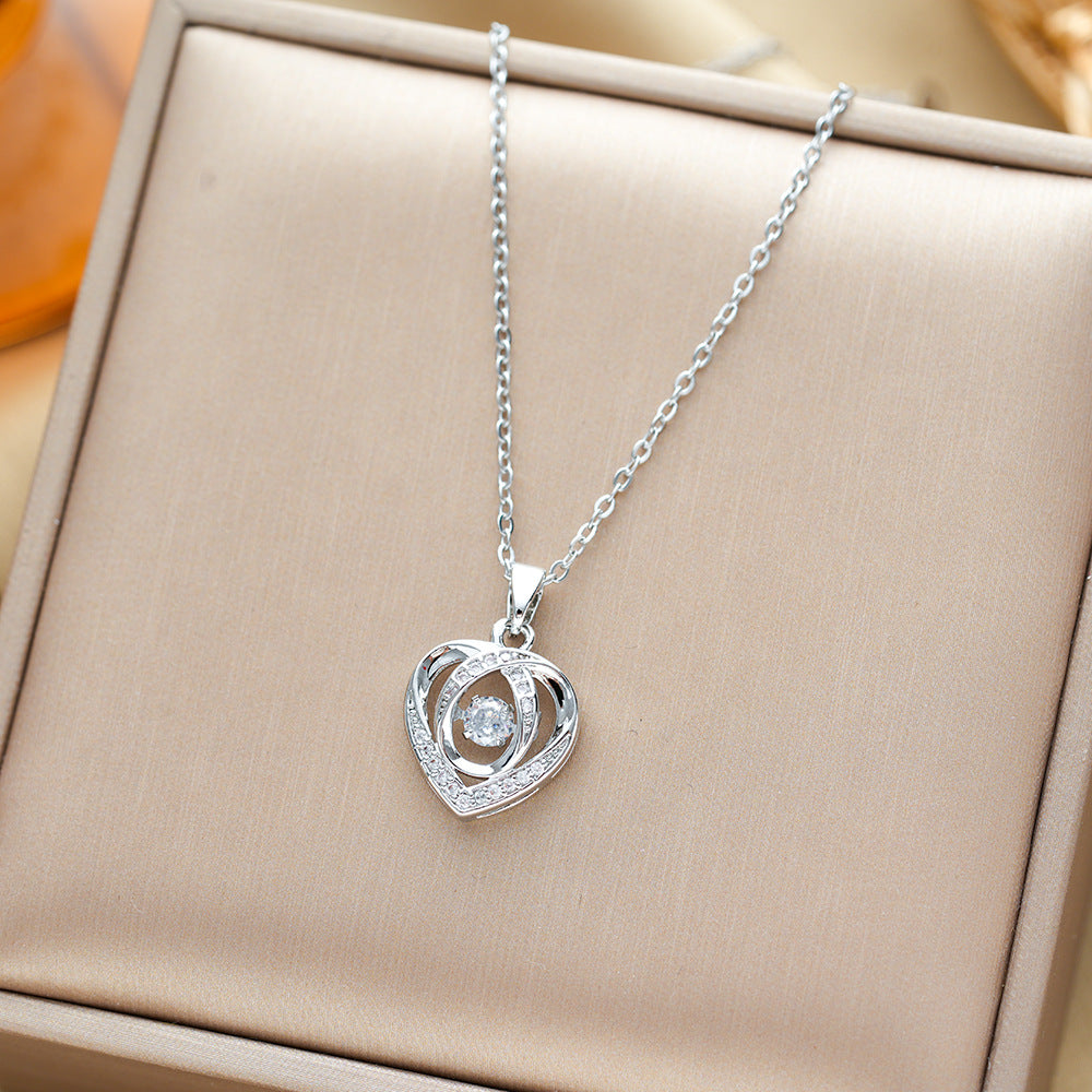 Personality fashion heart necklace women