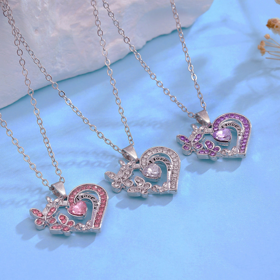 Personality hollow heart necklace butterfly