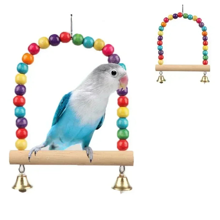 Pet Bird Swing Toy with Wooden Stand