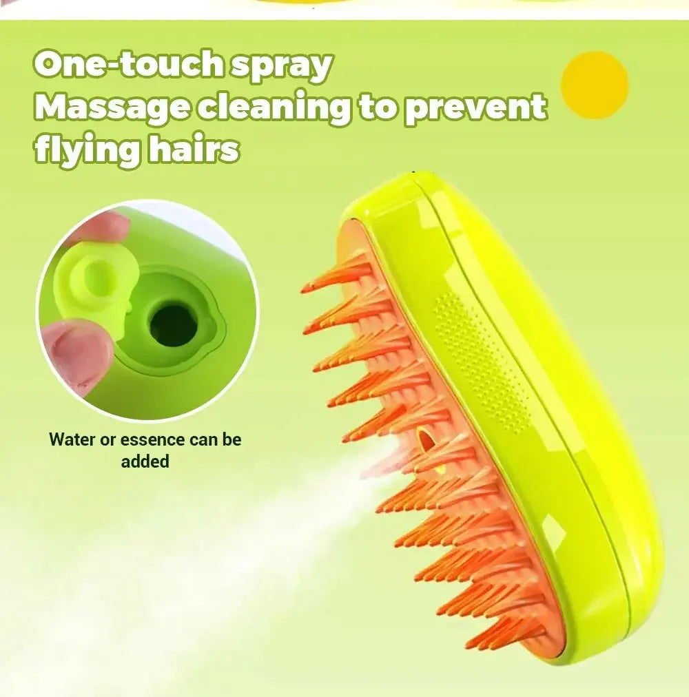 Pet Grooming Steam Brush with Sprayer
