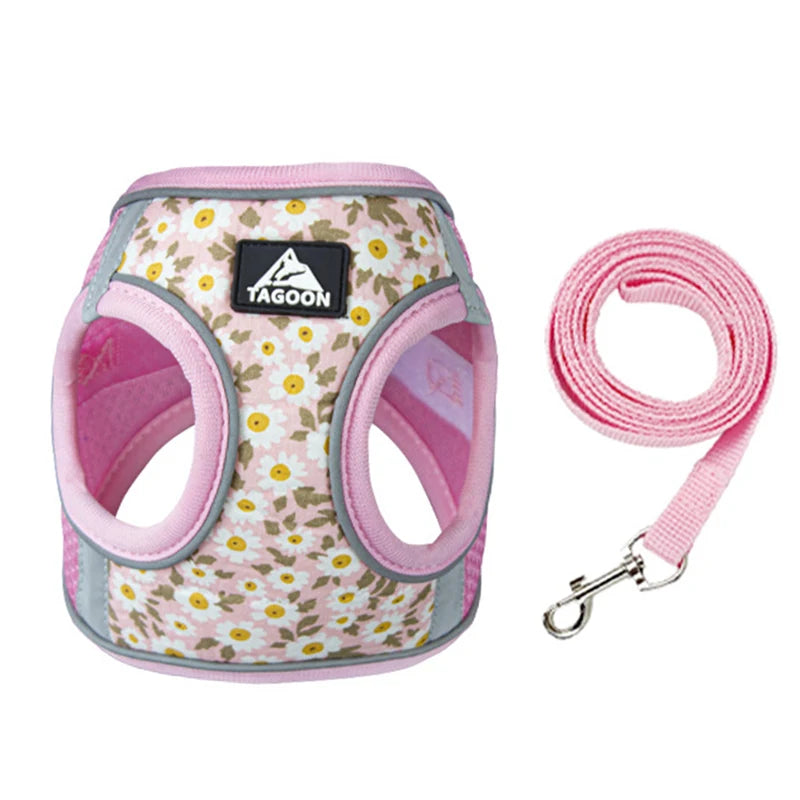 Floral Pet Harness and Leash Set